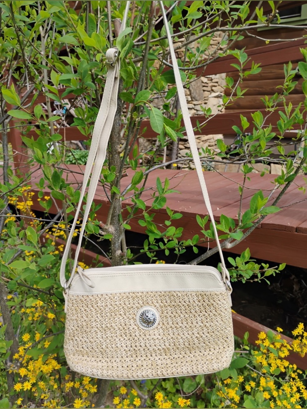 Bueno Cream Straw & Tan Women's Cross Body Bag